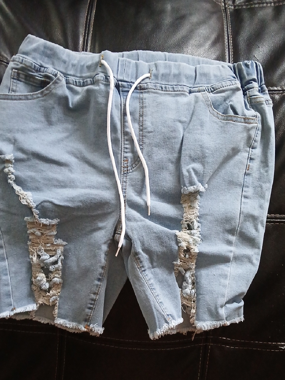 SHEIN Light Blue Distressed Denim Shorts